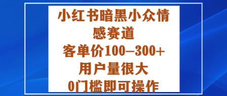 小红书暗黑小众情感赛道，客单价100-300+用户量很大，0门槛即可操作-知识创作