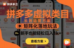 拼多多虚拟类目长效运营方案：矩阵化落地玩法，新手也能轻松日入1k+-知识创作