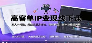 高客单IP变现线下大课：素人IP打造，美业流量方法论，销转模型，脚本与拍摄剪辑-知识创作