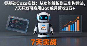 零基础Coze实战：从功能解析到三步构建法，7天开发可商用Bot 单月营收3万+-知识创作