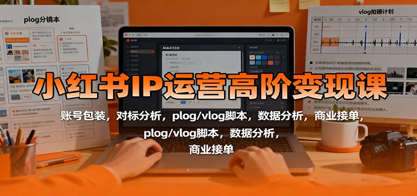 小红书IP运营高阶变现课：账号包装，对标分析，plog/vlog脚本，数据分析，商业接单-知识创作