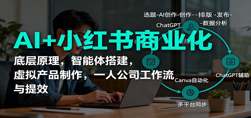 AI+小红书商业化，底层原理，智能体搭建，虚拟产品制作，一人公司工作流与提效-知识创作