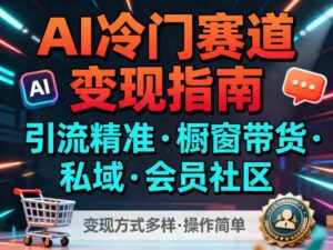 AI冷门赛道，引流精准，橱窗带货+私域+会员社区，变现方式多样，操作简单-知识创作