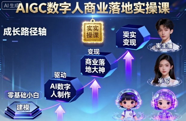 AIGC数字人商业落地实操课，从零基础小白到AI数字人大神-知识创作