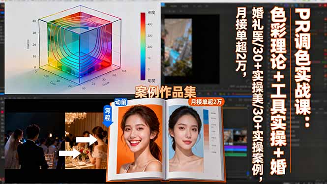 PR调色实战课：色彩理论+工具实操+婚礼医美/30+实操案例，月接单超2万-知识创作