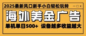 2025最新风口 海外美金广告 单机单日500+ 可无限放大 设备越多收益越大 轻松上手-知识创作