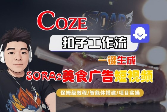Coze扣子智能体工作流一键生成“SORA2美食广告“短视频，全流程保姆级教学-知识创作