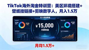 TikTok海外淘金特训营：美区环境搭建+壁纸挂链接+剪映数字人，月入1.5万-知识创作