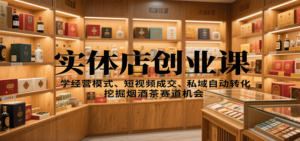 实体店创业课：学经营模式、短视频成交、私域自动转化，挖掘烟酒茶赛道机会-知识创作