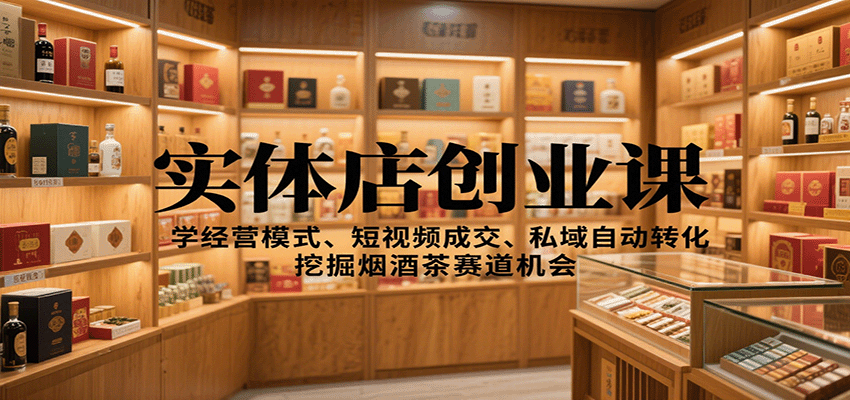 实体店创业课：学经营模式、短视频成交、私域自动转化，挖掘烟酒茶赛道机会-知识创作