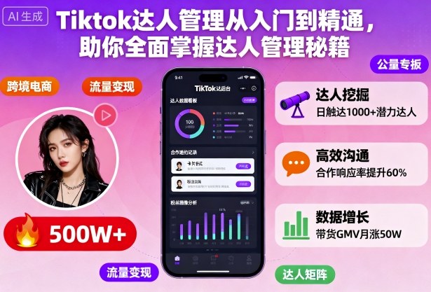 Tiktok达人管理从入门到精通，助你全面掌握达人管理秘籍-知识创作