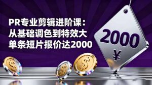 PR专业剪辑进阶课：从基础调色到特效大片的进阶技能，单条短片报价达2000-知识创作