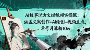 AI故事说古文短视频实操课：涵盖文案创作+AI绘图+视频生成，单号月涨粉10w-知识创作