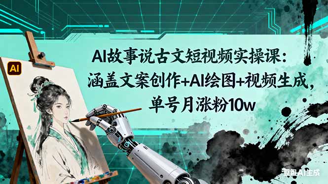 AI故事说古文短视频实操课：涵盖文案创作+AI绘图+视频生成，单号月涨粉10w-知识创作