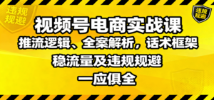 视频号电商实战课：推流逻辑、全案解析，话术框架，稳流量及违规规避等-知识创作