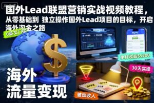 国外Lead联盟营销实战视频教程，从零基础到独立操作国外Lead项目的目标，开启海外淘金之路-知识创作