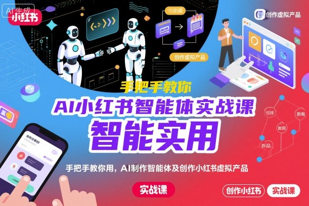 AI小红书智能体实战课，手把手教你用AI制作智能体及创作小红书虚拟产品，提效+内容商业化-知识创作