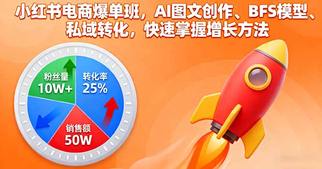 小红书电商爆单班，AI图文创作、BFS模型、私域转化，快速掌握增长方法-知识创作