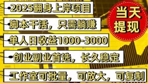 稳定八年美金掘金2.0脚本干活，只需躺赚。单人日收益1000-3000可批量、...-知识创作