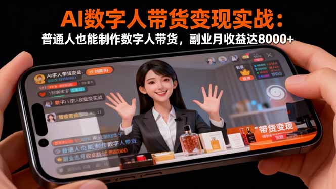 AI数字人带货变现实战：普通人也能制作数字人带货，副业月收益达8000+-知识创作