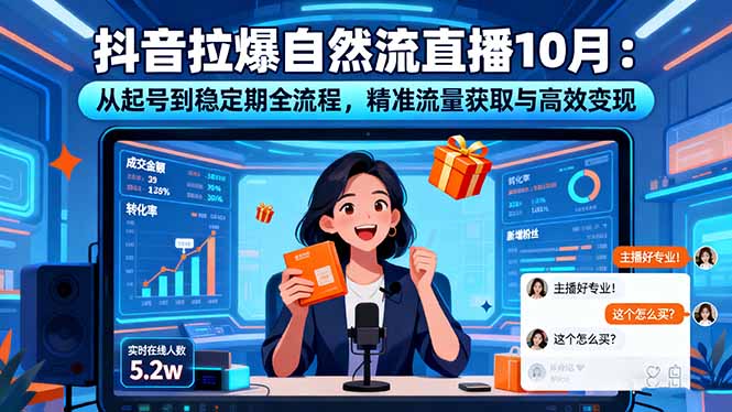 抖音拉爆自然流直播10月：从起号到稳定期全流程，精准流量获取与高效变现-知识创作