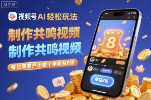视频号AI轻松玩法，制作共鸣视频，每日简单产出数十条收益8张-知识创作