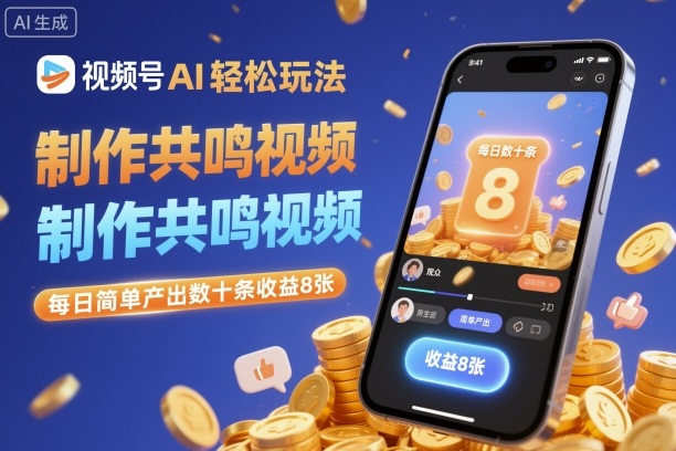 视频号AI轻松玩法，制作共鸣视频，每日简单产出数十条收益8张-知识创作