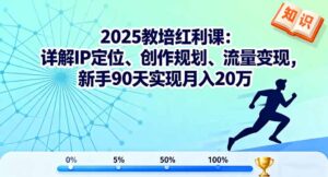 2025教培红利课：详解IP定位、创作规划、流量变现，新手90天实现月入20万-知识创作
