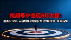 视频号IP变现8月大课，覆盖IP定位+内容创作+流量获取+合规运营+商业转化-知识创作