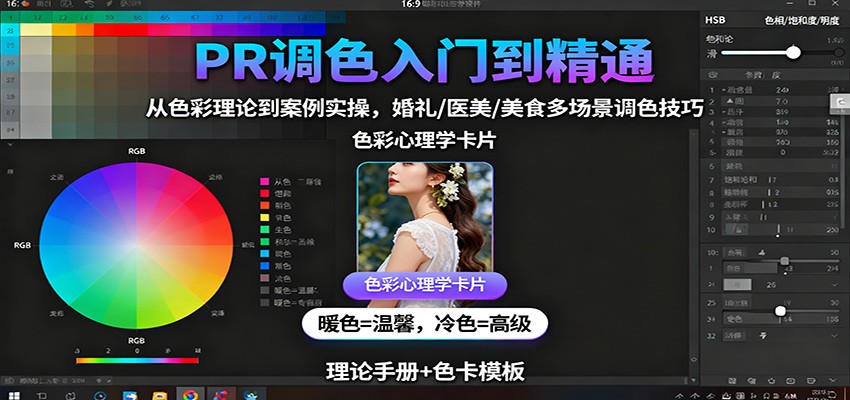 PR调色入门到精通：从色彩理论到案例实操，婚礼/医美/美食多场景调色技巧-知识创作