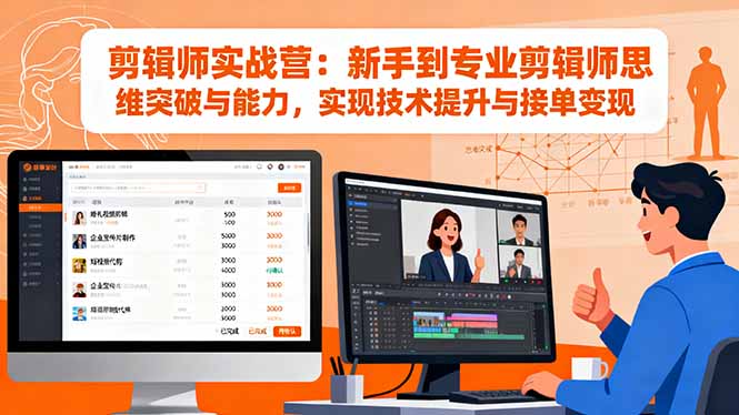 剪辑师实战营：新手到专业剪辑师思维突破与能力，实现技术提升与接单变现-知识创作