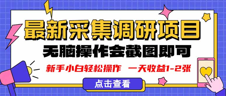 新版采集调研项目，截图上传即可，无脑操作，日收益1-2张-知识创作