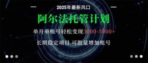 阿尔法托管计划 单账号月入3000-5000，长期稳定项目，新手小白轻松上手。-知识创作