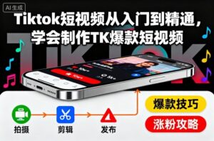 Tiktok短视频从入门到精通，学会制作TK爆款短视频-知识创作