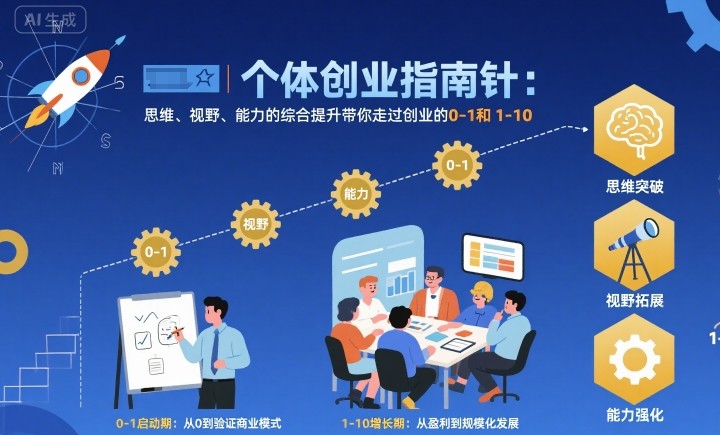 个体创业指南针，思维、视野、能力的综合提升带你走过创业的0-1和1-10【音频】-知识创作