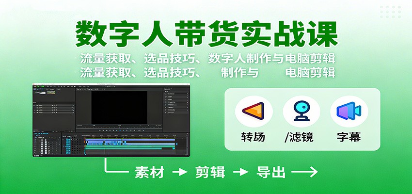 数字人变现实战课：流量获取、选品技巧、数字人制作与电脑剪辑-知识创作