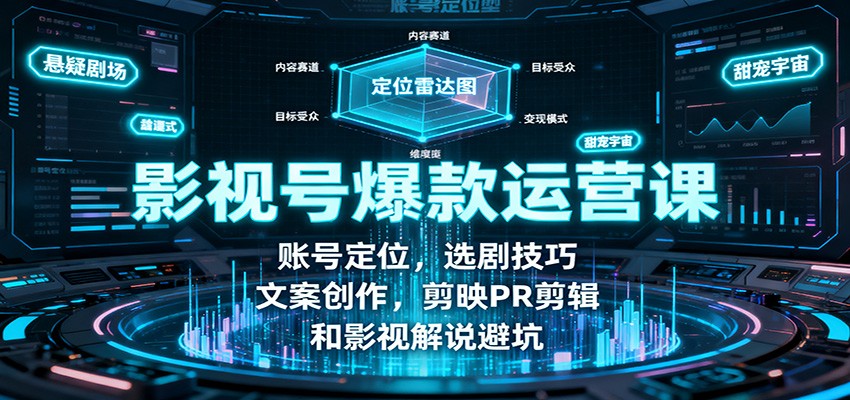 影视号爆款运营课：账号定位，选剧技巧，文案创作，剪映PR剪辑和影视解说避坑-知识创作