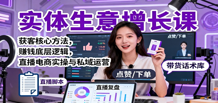 实体生意增长课：获客核心方法，赚钱底层逻辑，直播电商实操与私域运营-知识创作