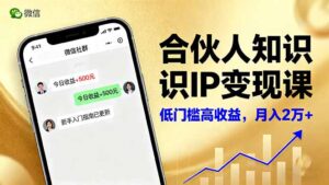 合伙人知识IP变现课，微信生态,内容创作与爆款打造,全网引流，新手月入2w+-知识创作