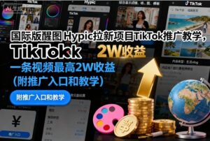 国际版醒图Hypic拉新项目TikTok推广教学，一条视频最高2W收益(附推广入口和教学)-知识创作