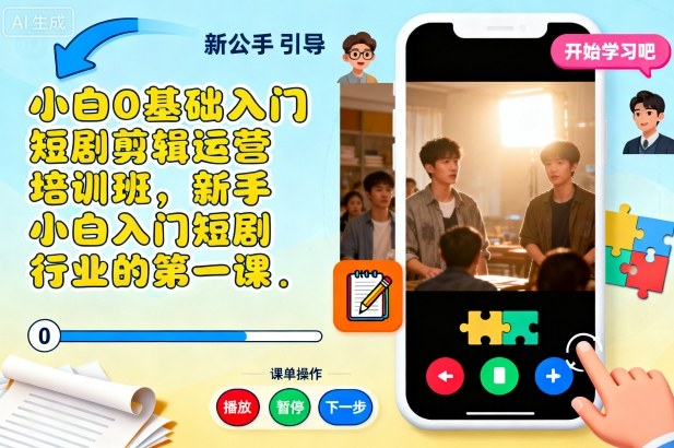 小白0基础入门短剧剪辑运营培训班，新手小白入门短剧行业的第一课-知识创作