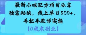 最新小吃配方项目分享独家秘诀，线上单日5张，手把手教学实操-知识创作
