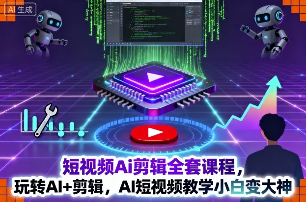 短视频Ai剪辑全套课程，玩转AI+剪辑，AI短视频教学小白变大神-知识创作