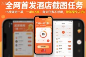 全网首发酒店截图任务，15秒做完一单，一单0.6米，每天任务不设限，矩阵操作日入3张【揭秘】-知识创作