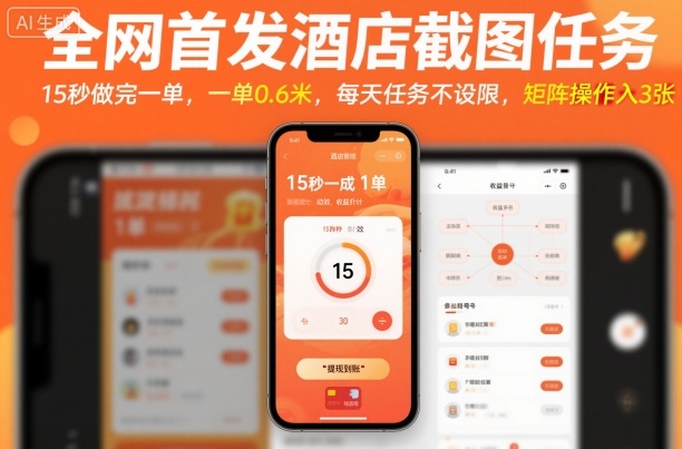 全网首发酒店截图任务，15秒做完一单，一单0.6米，每天任务不设限，矩阵操作日入3张【揭秘】-知识创作