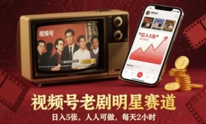 视频号老剧明星赛道，日入5张，人人可做，每天2小时-知识创作