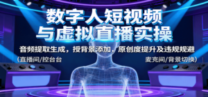 数字人短视频与虚拟直播实操，音频提取生成，背景添加，原创度提升及违规规避-知识创作