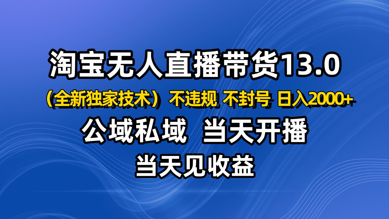 淘宝无人直播13.0，公域私域技术，不封号，不违规 布局下半年旺季赛道，日入2000+-知识创作