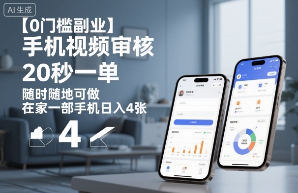 【0门槛副业】手机视频审核，20秒一单，随时随地可做，在家一部手机日入4张【揭秘】-知识创作