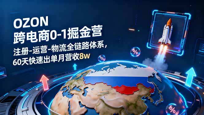 OZON跨境电商0-1掘金营：注册-运营-物流全链路体系，60天快速出单月营收8w-知识创作